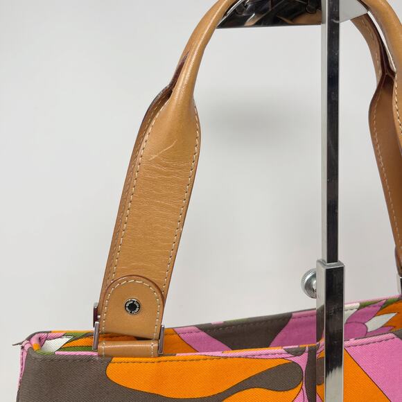 Kate Spade Pink Orange Brown Vintage Floral Inspired Tote Double Leather Handle - Picture 8 of 16